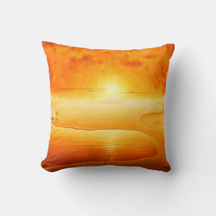"The Arrival" surrealistic sunset desert painting Throw Pillow