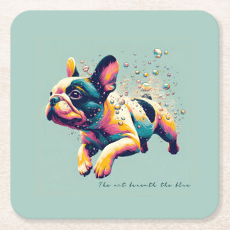 The Art Beneath the Blue Square Paper Coaster