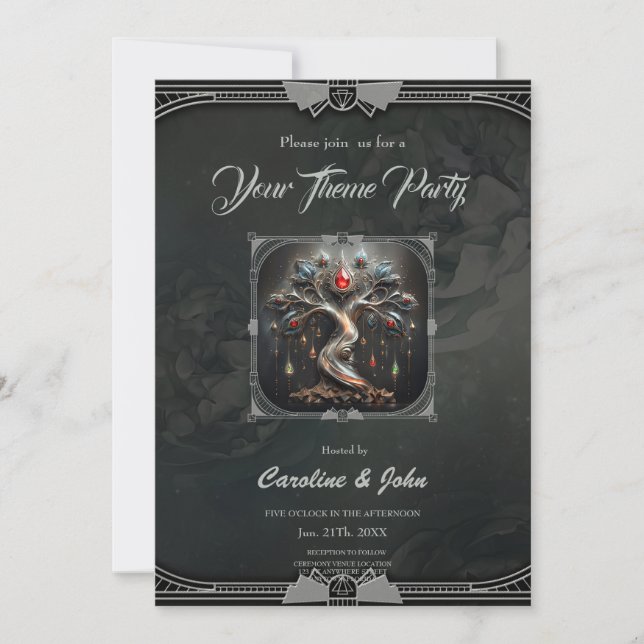  The Art Deco Tree of Life design.  Invitation (Front)