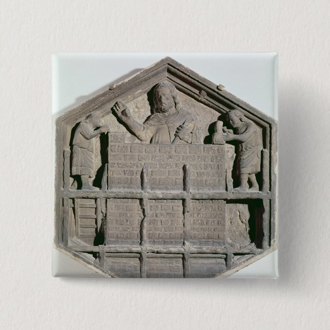 The Art of Building, hexagonal decorative relief 2 Inch Square Button (Front)