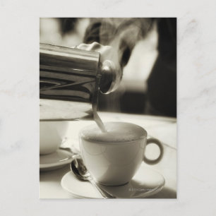 The art of fresh coffee making / adding steamed postcard