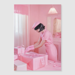 The Art of Pink Gift Wrapping Magnetic Invitation