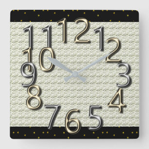 The-Art-of-Time- MoD-Silver & Gold-Clocks Square Wall Clock