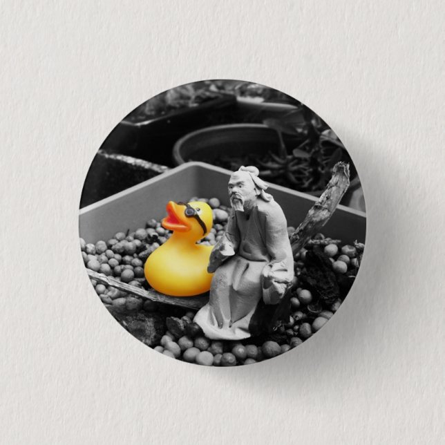 'The Art of Zen' Rubber Duck Button (small) (Front)
