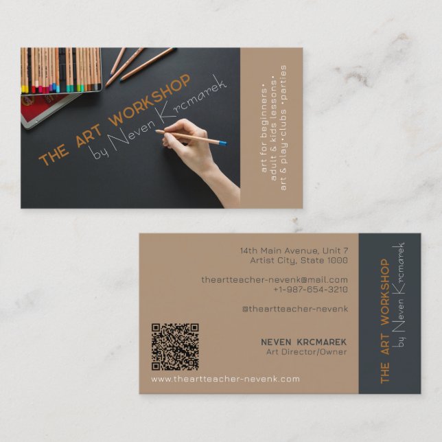 The Art Workshop Brown Artist Business Card (Front/Back)