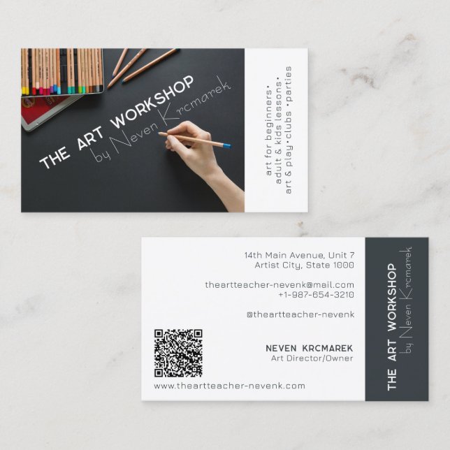 The Art Workshop White Artist Business Card (Front/Back)