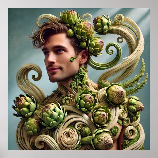 The Artichoke Man – Vegetable-Inspired Modern Art Poster (Front)
