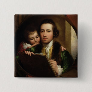 The Artist and his son Raphael, c.1773 (oil on can 2 Inch Square Button