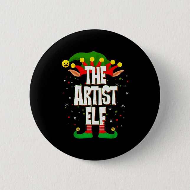 The Artist Elf Christmas  2 Inch Round Button (Front)