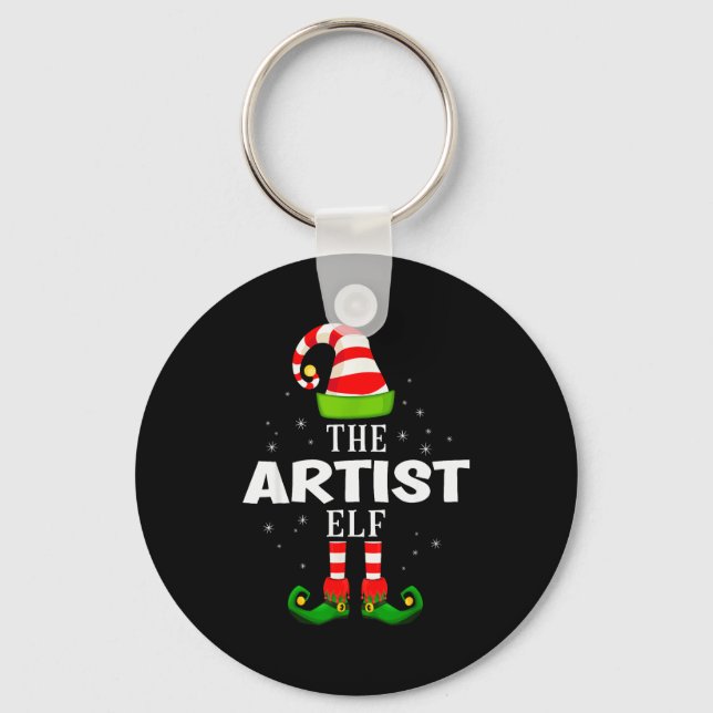 The Artist Elf Christmas Pjs Matching Pajama  Keychain (Front)