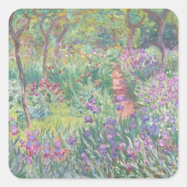 The Artist’s Garden in Giverny (1900) Claude Monet Square Sticker (Front)