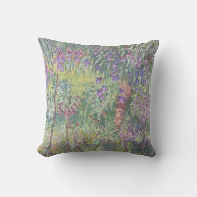 The Artist’s Garden in Giverny by Claude Monet Throw Pillow (Front)