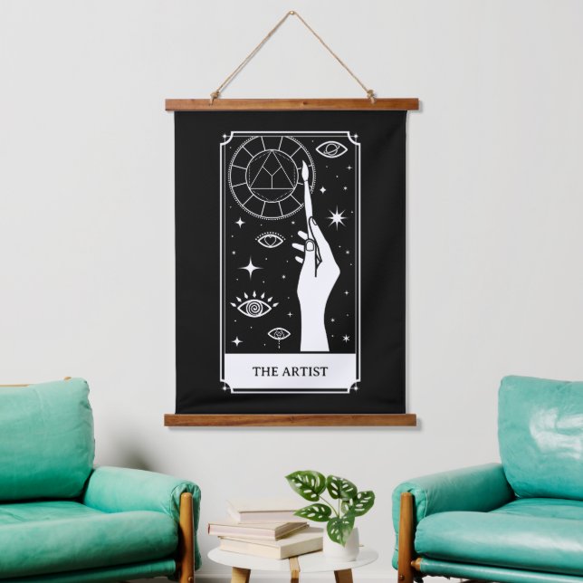 the ARTIST TAROT CARD customizable text Hanging Tapestry (Living Room)