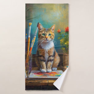 The Artistic Cat Bath Towel