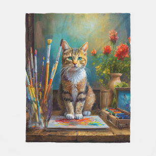 The Artistic Cat Fleece Blanket