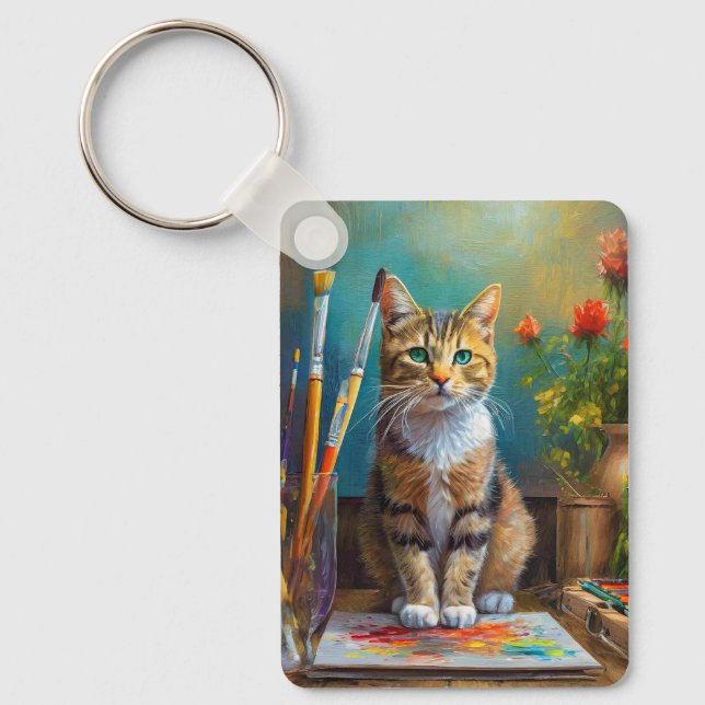 The Artistic Cat Keychain (Front)