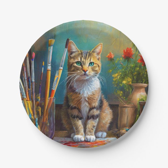 The Artistic Cat Paper Plate (Front)
