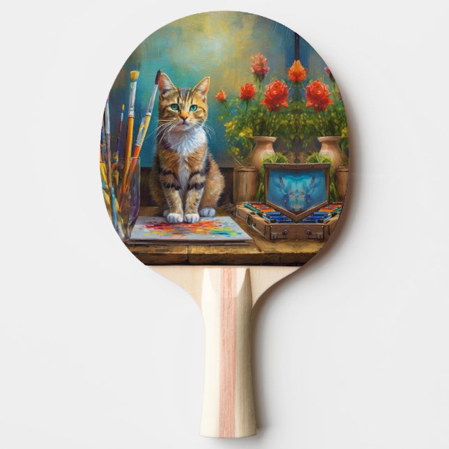 The Artistic Cat Ping Pong Paddle (Front)