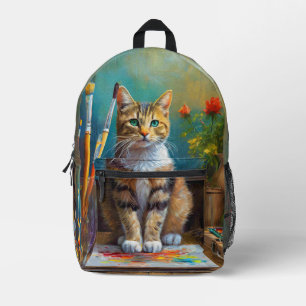 The Artistic Cat Printed Backpack