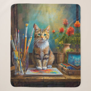 The Artistic Cat Sherpa Blanket