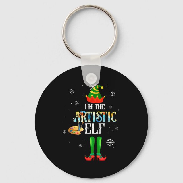 The Artistic Elf Squad Elf Family Christmas Pajama Keychain (Front)