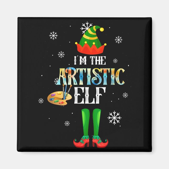 The Artistic Elf Squad Elf Family Christmas Pajama Magnet (Front)