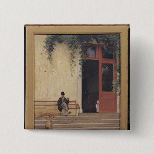 The Artist's Father and Son on the Doorstep 2 Inch Square Button