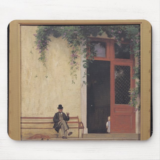The Artist's Father and Son on the Doorstep Mouse Pad (Front)