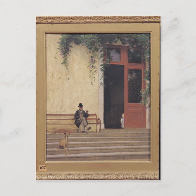 The Artist's Father and Son on the Doorstep Postcard (Front)