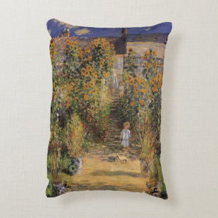 The Artist's Garden at Vetheuil by Claude Monet Accent Pillow