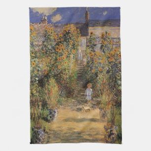 The Artist's Garden at Vetheuil by Claude Monet Kitchen Towel