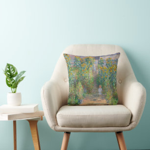 The Artist's Garden at Vétheuil by Claude Monet Throw Pillow