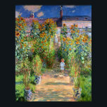 The Artist's Garden at Vetheuil, Claude Monet Poster<br><div class="desc">The Artist's Garden at Vetheuil. This is one of the flattest landscapes ever painted. At around the same time, Cezanne was flattening his still lifes by distorting the tables to a vertical orientation. Monet stops short of distortion through a judicious choice of subject. A hillside staircase provides the form for...</div>