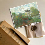 The Artist's Garden in Argenteuil by Claude Monet Postcard<br><div class="desc">The Artist's Garden in Argenteuil (A Corner of the Garden with Dahlias), 1873 is a painting by Claude Monet featuring a bank of flowering bushes, possibly roses, fills most of an enclosed garden in front of a white house. The scene is created using visible dabs and strokes of scarlet red,...</div>