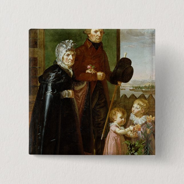 The Artist's Parents, 1806 2 Inch Square Button (Front)