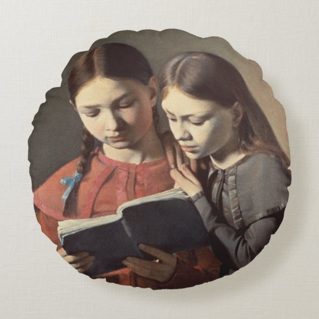 The Artist's Sisters Signe and Henriette Round Pillow (Front)