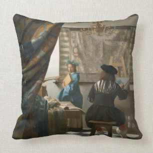 The Artist's Studio, c.1665-66 (oil on canvas) Throw Pillow