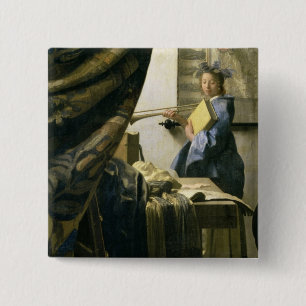 The Artist's Studio, c.1665-6 2 Inch Square Button