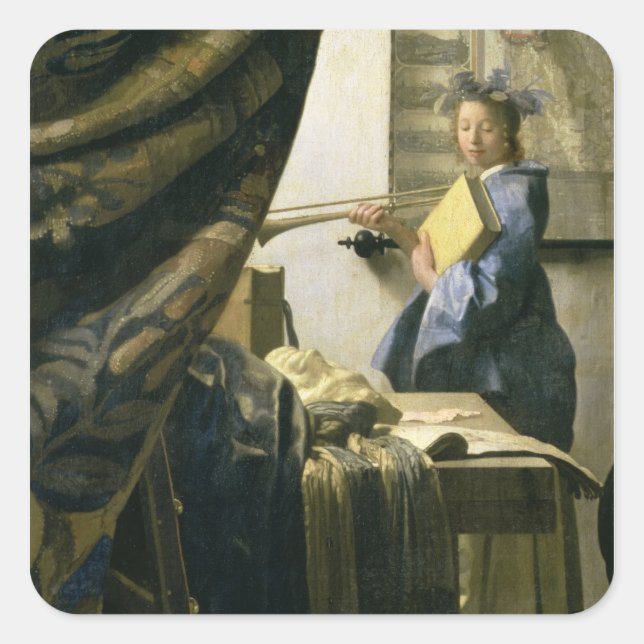 The Artist's Studio, c.1665-6 Square Sticker (Front)