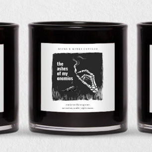 The Ashes My Enemies Funny Halloween Candle Label