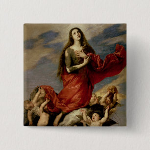 The Assumption of Mary Magdalene, 1636 2 Inch Square Button