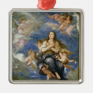 The Assumption of Mary Magdalene (oil on canvas) Metal Ornament