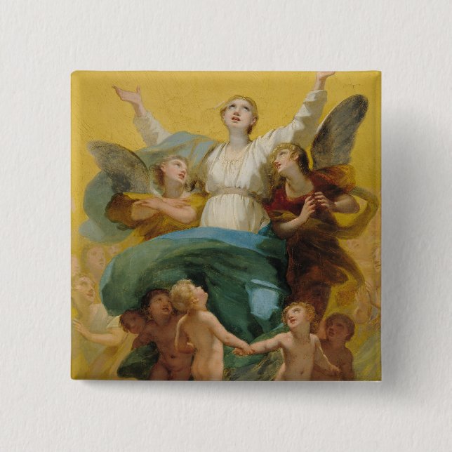 The Assumption of the Virgin 2 Inch Square Button (Front)