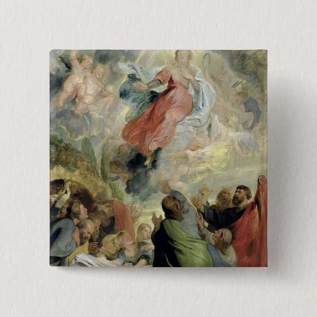 The Assumption of the Virgin Mary 2 Inch Square Button (Front)