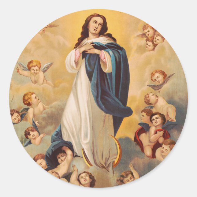 The Assumption of the Virgin Mary Classic Round Sticker (Front)