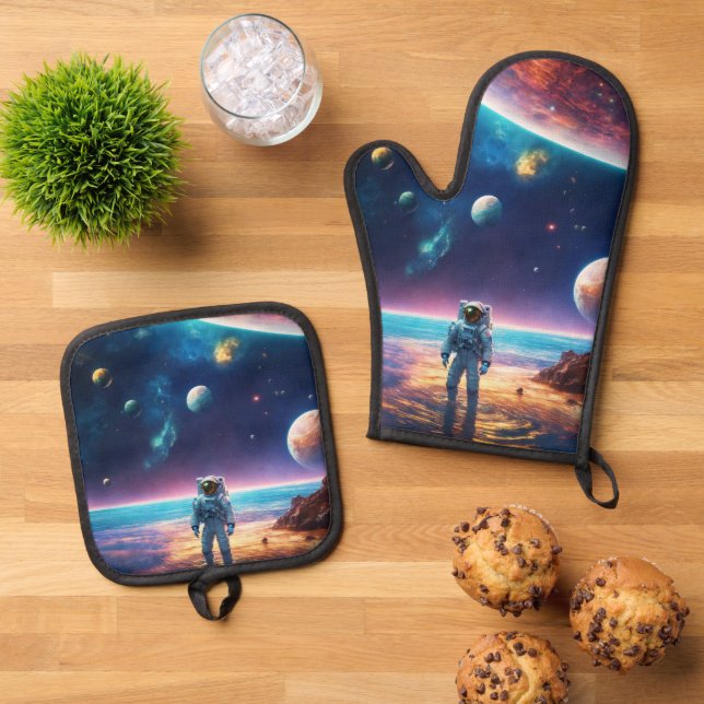 The Astro Adventure  Oven Mitt & Pot Holder Set (Top Down)