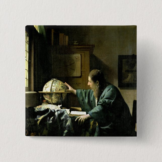 The Astronomer, 1668 2 Inch Square Button (Front)