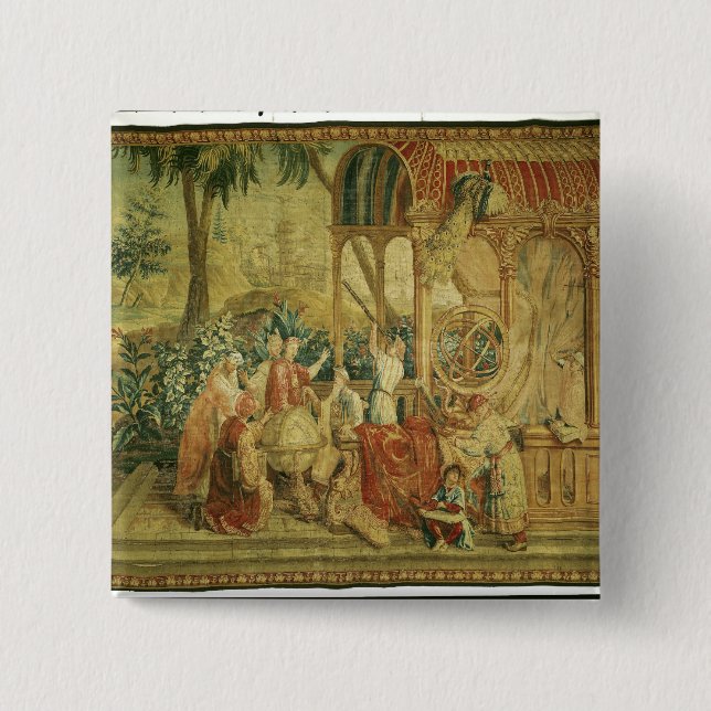The Astronomers, woven at Beauvais 2 Inch Square Button (Front)
