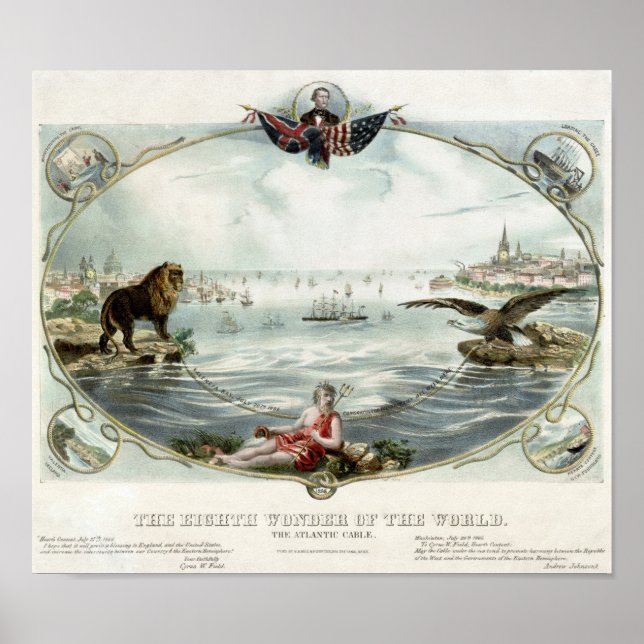 The Atlantic Cable Vintage Poster 1866 Restored (Front)