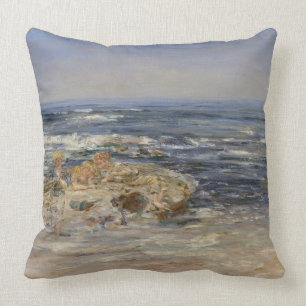 The Atlantic Surf, 1899 (oil on canvas) Throw Pillow